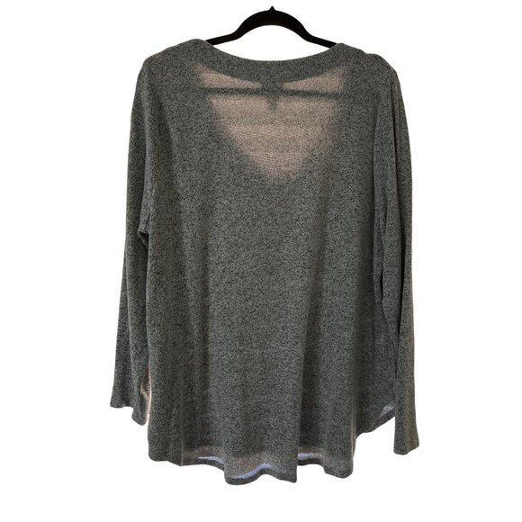 Ava & Viv Womens Gray Knit Long Sleeve V-Neck Top Size 2X - Picture 4 of 4